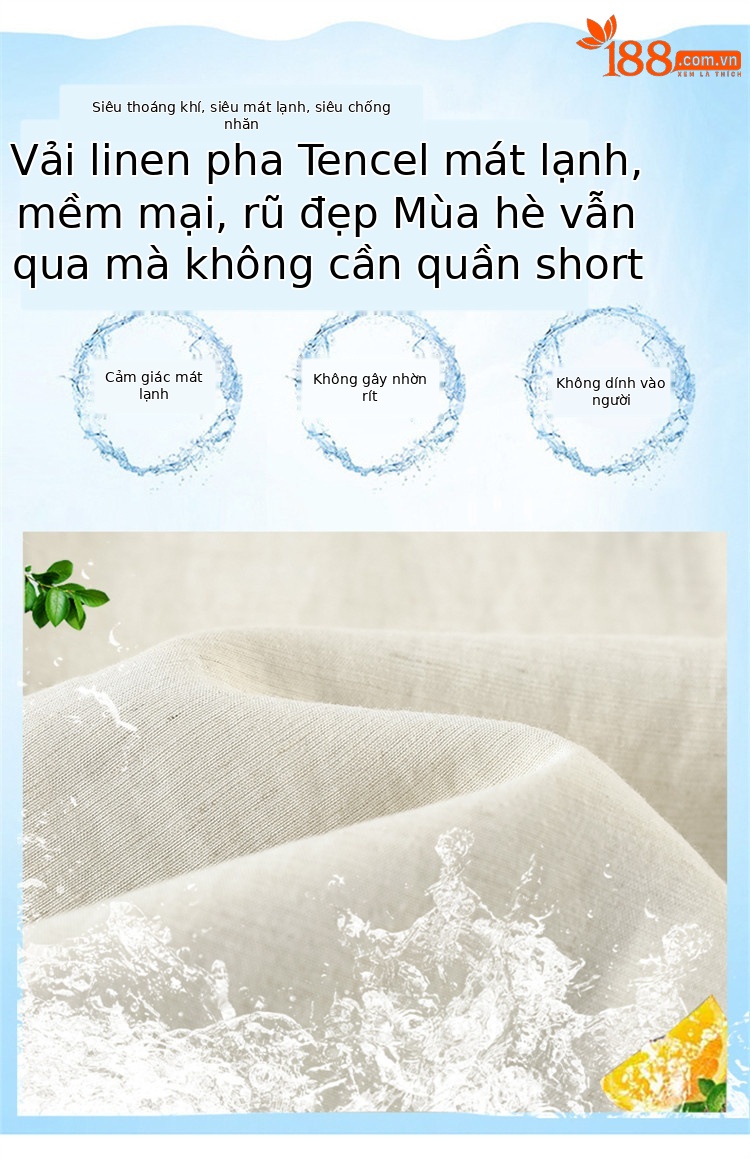 Quần tây nữ ống đứng cạp cao dáng suông vải linen phối khuy — Màu đen thông thường chi tiết 18