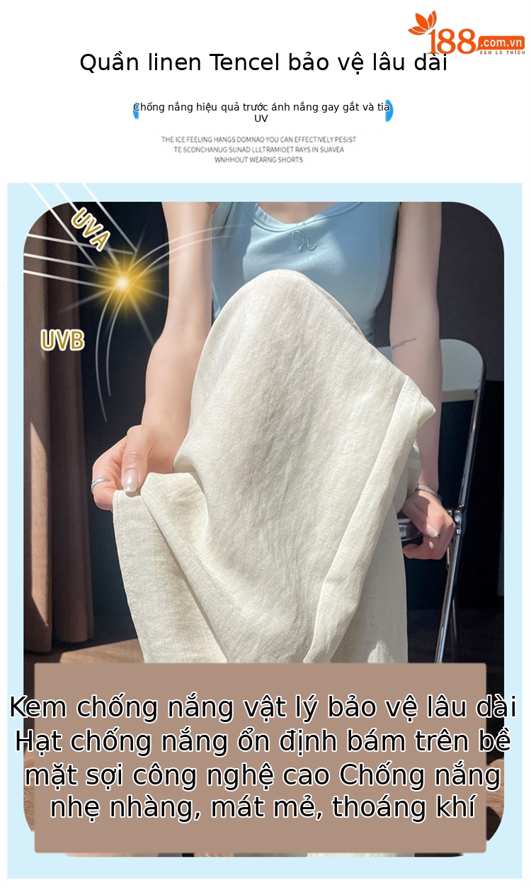 Quần tây nữ ống đứng cạp cao dáng suông vải linen phối khuy — Màu đen thông thường chi tiết 22