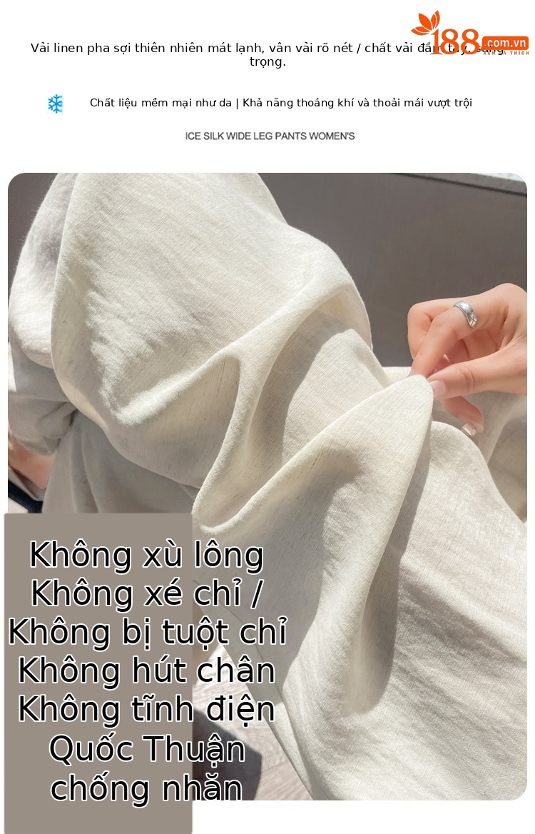 Quần tây nữ ống đứng cạp cao dáng suông vải linen phối khuy — Màu đen thông thường chi tiết 23