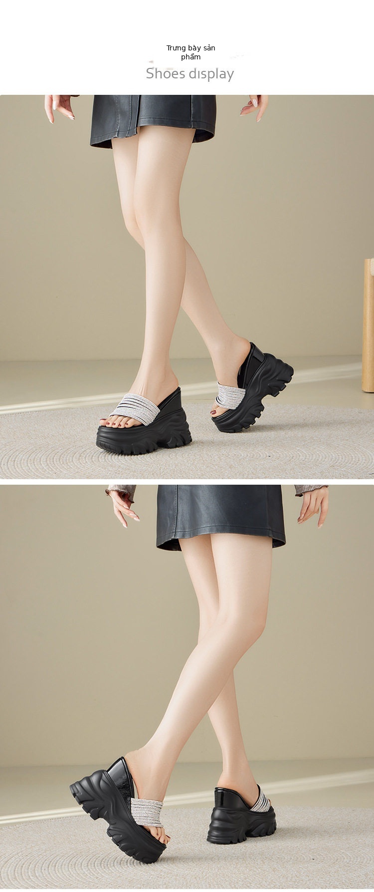 Dép sandal xỏ ngón nữ đế bệt mềm mại mùa hè — [Trắng kem], [Đen] chi tiết 2