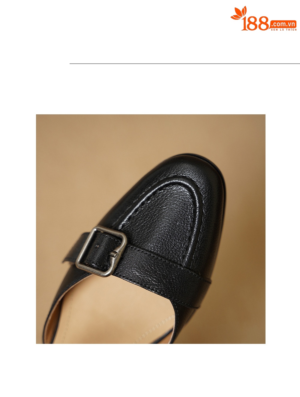 Sandal cao gót nữ hở mũi quai ngang khóa cài, gót 5 cm — đen chi tiết 16