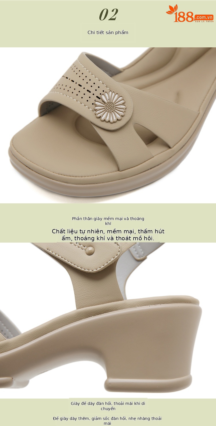 Sandal hở mũi nữ gót xuồng đế bệt quai hậu dán — màu đen, xanh lá cây, màu mơ chi tiết 2