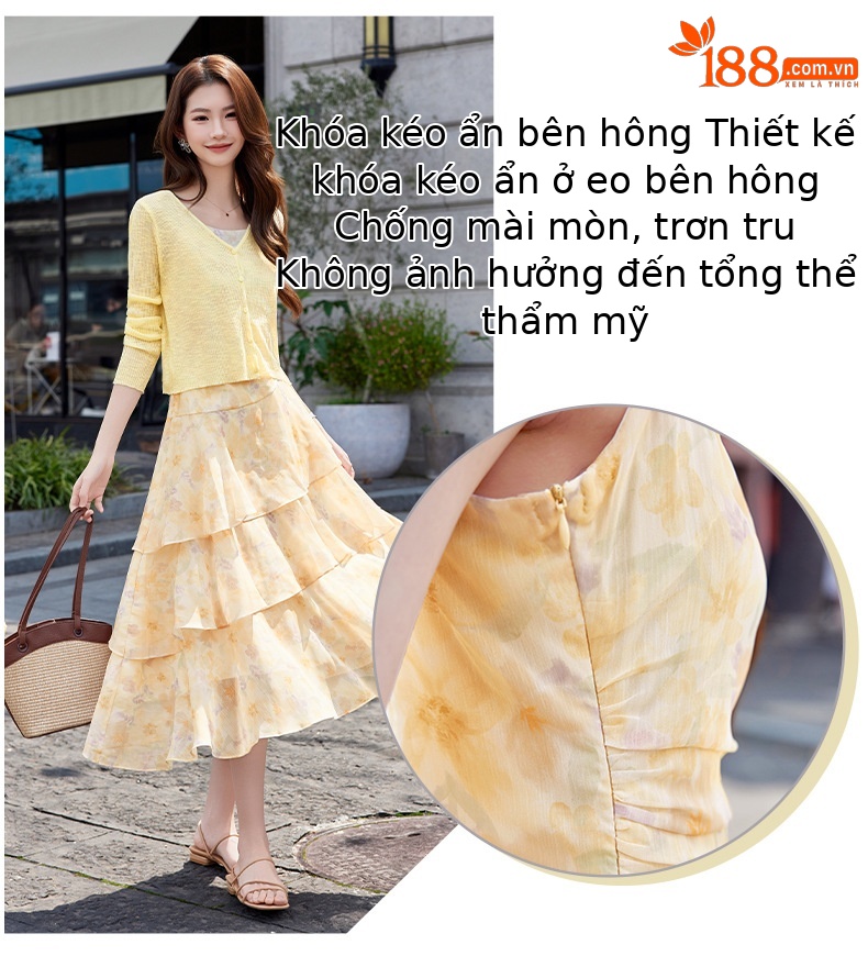 Bộ váy liền áo khoác len dệt kim ôm sát phối dây mảnh thanh lịch — xanh lam, màu tím, Màu hồng, màu vàng chi tiết 7