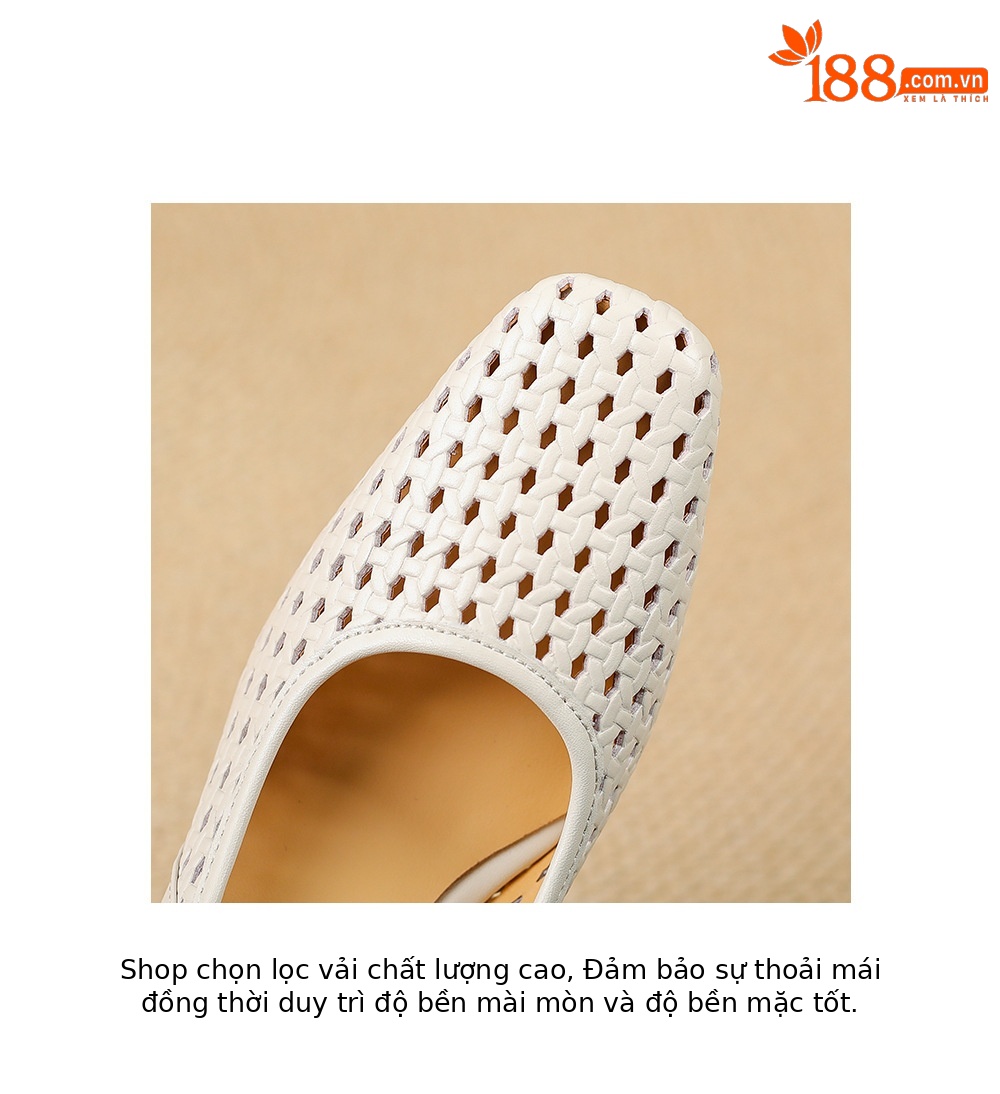 Sandal nữ mũi vuông hở mũi gót xuồng 5 cm – phong cách Pháp — màu trắng ngà, màu mơ chi tiết 17