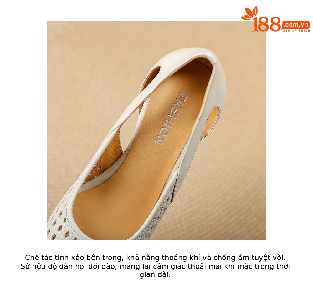 Sandal nữ mũi vuông hở mũi gót xuồng 5 cm – phong cách Pháp — màu trắng ngà, màu mơ chi tiết 18