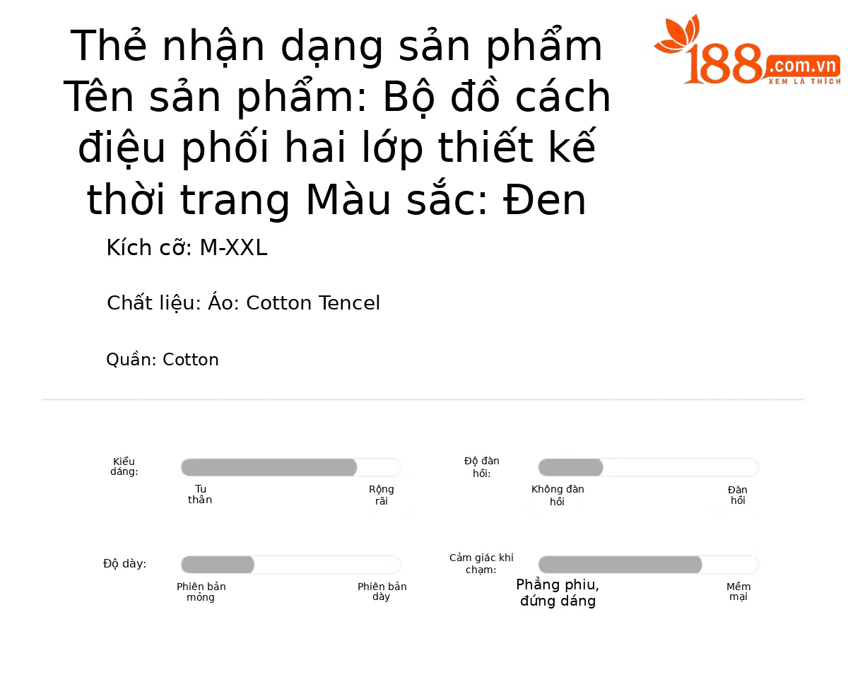 Bộ quần áo nữ mùa hè 2026 gồm áo thun rộng phối quần ống rộng cắt may — màu đen chi tiết 12