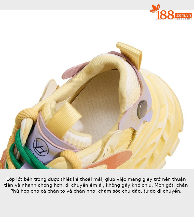 Giày sandal nữ cao gót mũi tròn quai ngang đế dày thoáng khí — Xám lưới đơn, Vàng lưới đơn, Hồng lưới đơn chi tiết 8