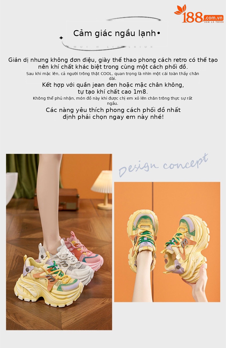 Giày sandal nữ cao gót mũi tròn quai ngang đế dày thoáng khí — Xám lưới đơn, Vàng lưới đơn, Hồng lưới đơn chi tiết 4