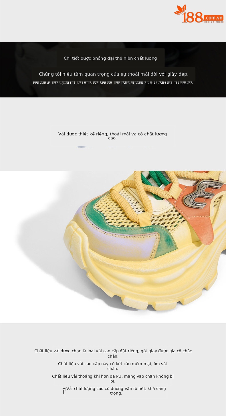 Giày sandal nữ cao gót mũi tròn quai ngang đế dày thoáng khí — Xám lưới đơn, Vàng lưới đơn, Hồng lưới đơn chi tiết 6