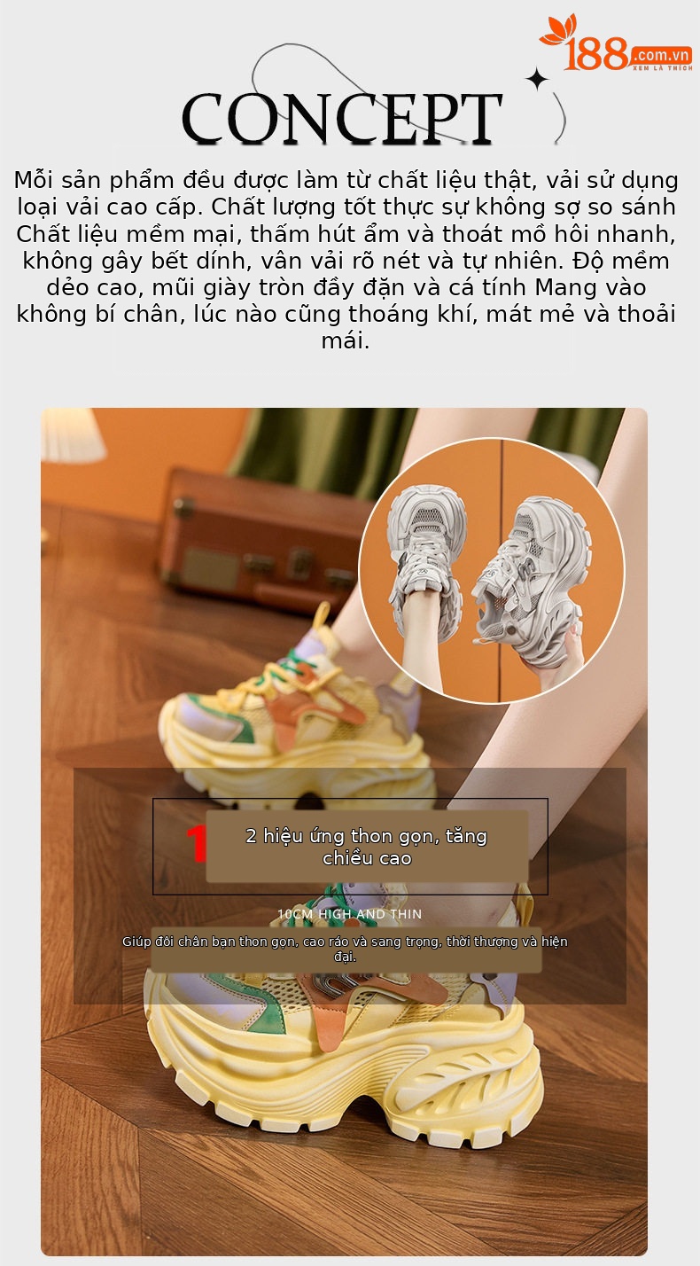 Giày sandal nữ cao gót mũi tròn quai ngang đế dày thoáng khí — Xám lưới đơn, Vàng lưới đơn, Hồng lưới đơn chi tiết 9