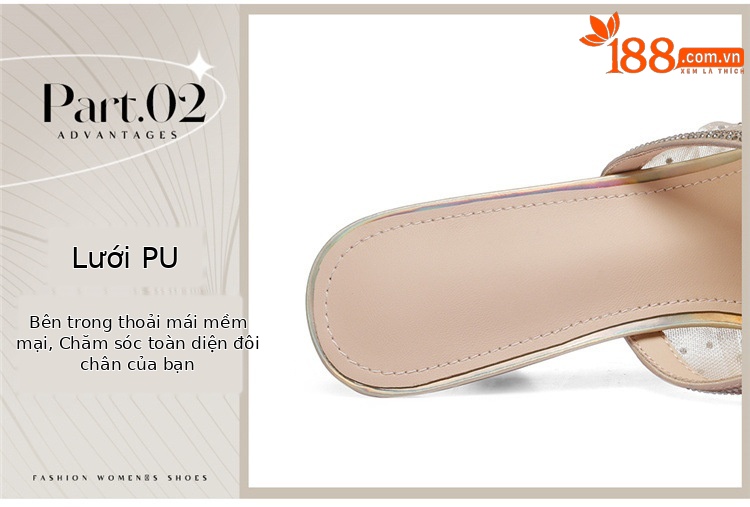 Giày mule nữ mũi nhọn gót nhọn đính đá lưới cao cấp — 6100 Hạnh Phúc, 6100 Đen chi tiết 10