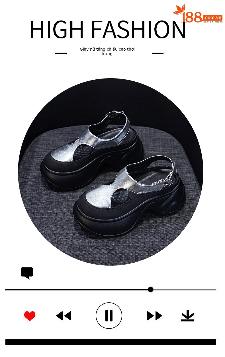 Sandal nữ đế dày mũi bít phong cách La Mã — M2897 xanh lá, M2897 bạc, M2897 màu mơ, M2897 màu da báo chi tiết 5