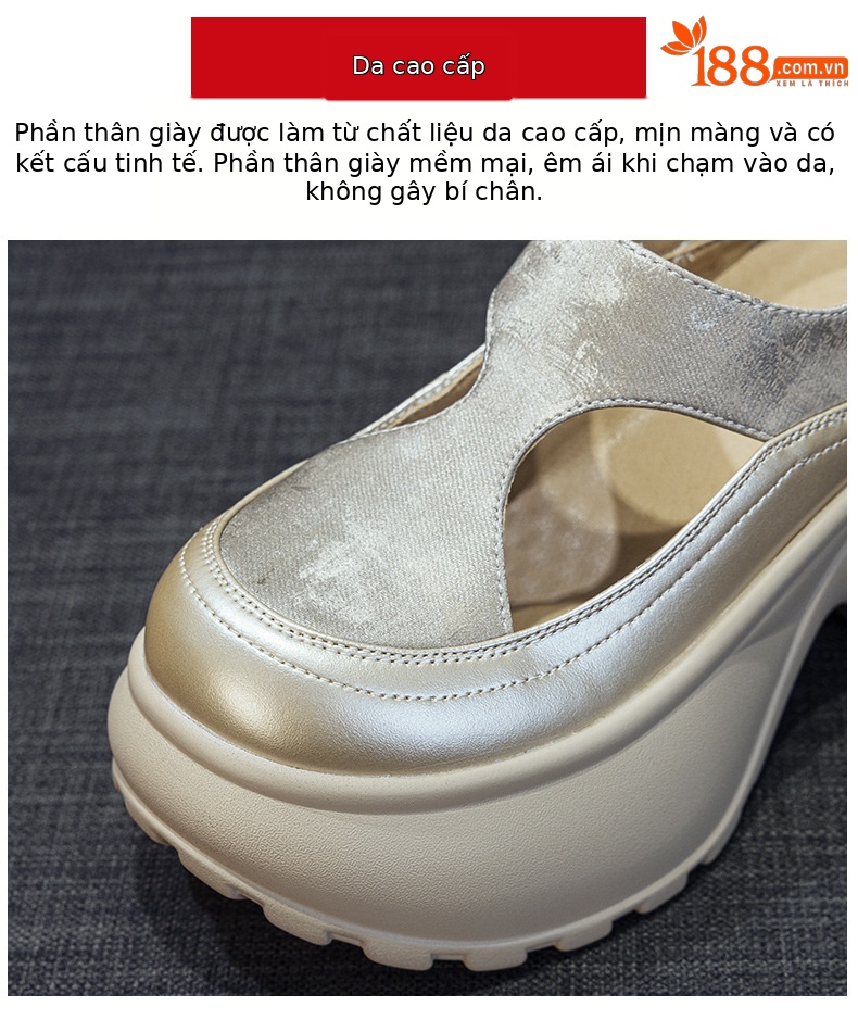 Sandal nữ đế dày mũi bít phong cách La Mã — M2897 xanh lá, M2897 bạc, M2897 màu mơ, M2897 màu da báo chi tiết 7