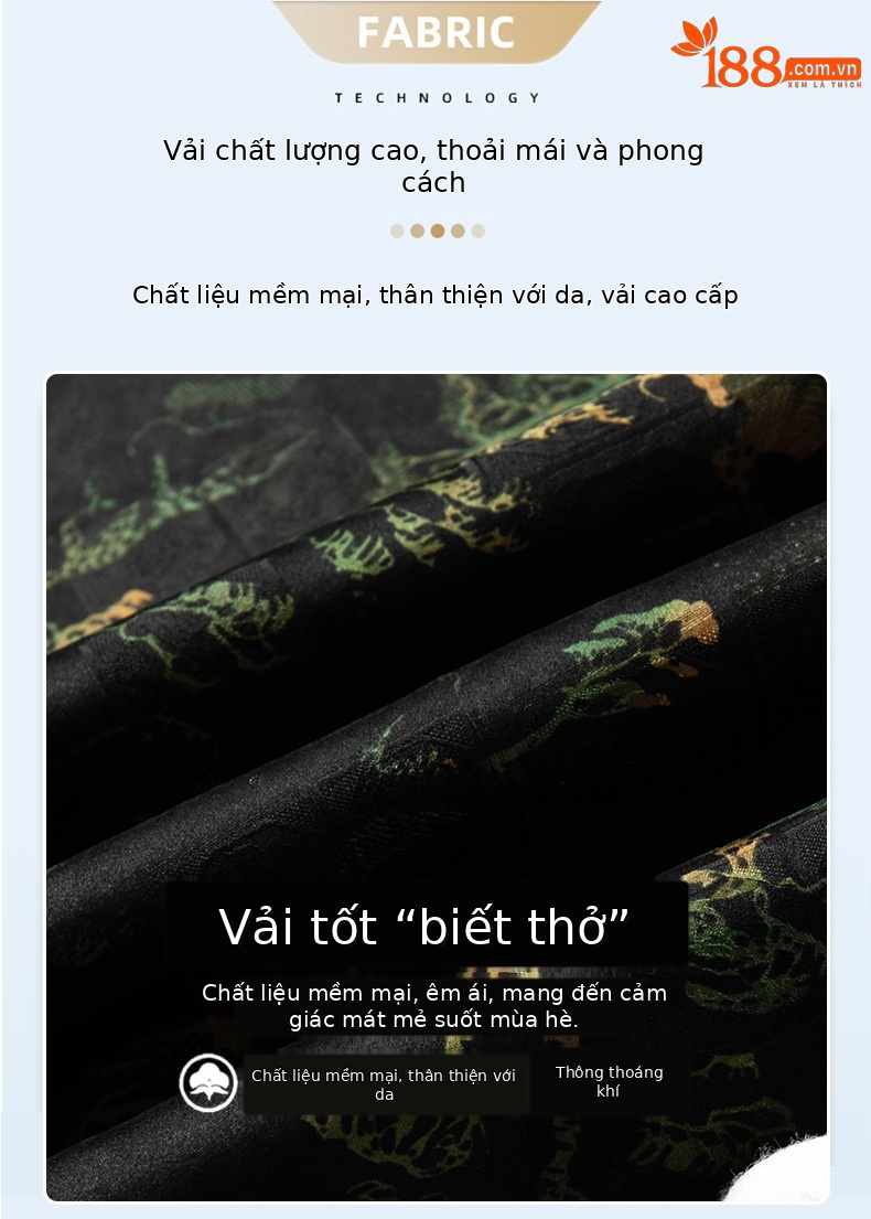 Áo sơ mi nam tay ngắn cổ đứng lụa tơ tằm Hương Vân Sa rộng rãi thoáng khí — Xanh lá cây 26627 chi tiết 3