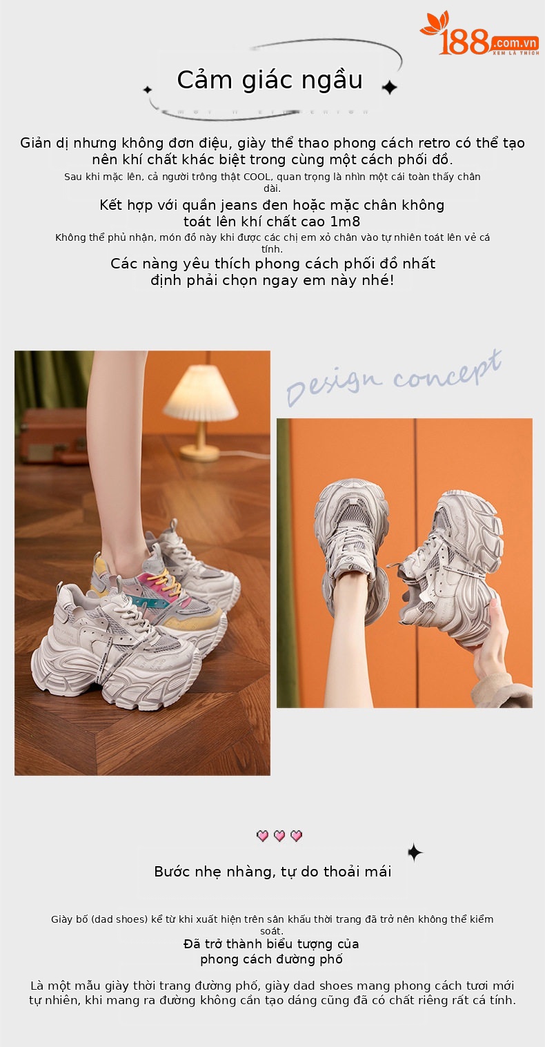 Giày thể thao platform nữ đế dày microfibre thoáng khí, gót siêu cao 8 cm — Xám chi tiết 4
