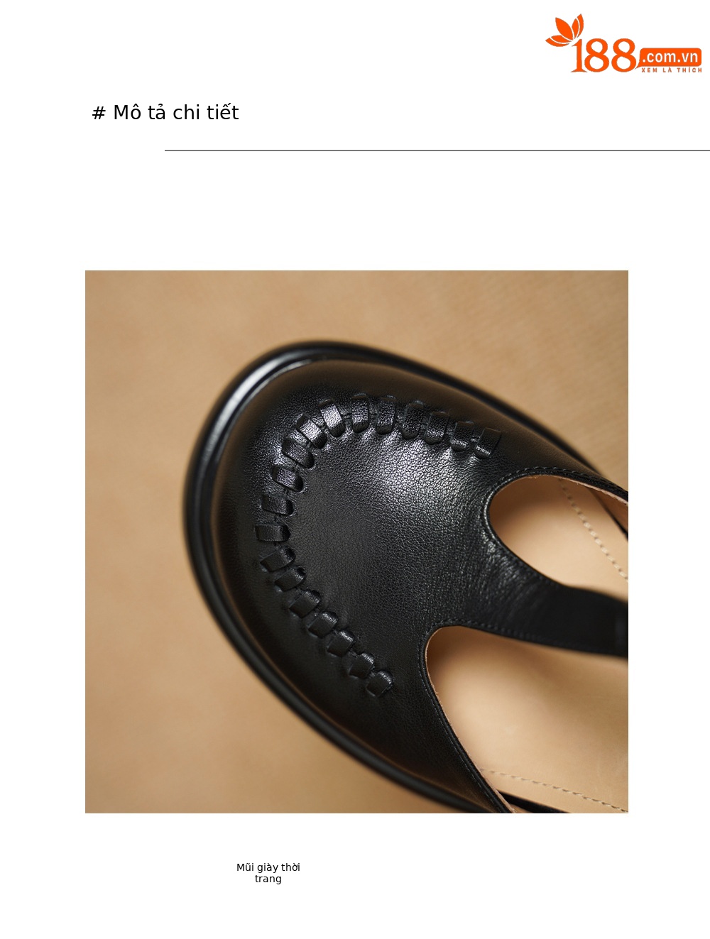 Sandal cao gót nữ quai ngang mũi nhọn da bò thật, gót 8 cm đế dày — đen chi tiết 17