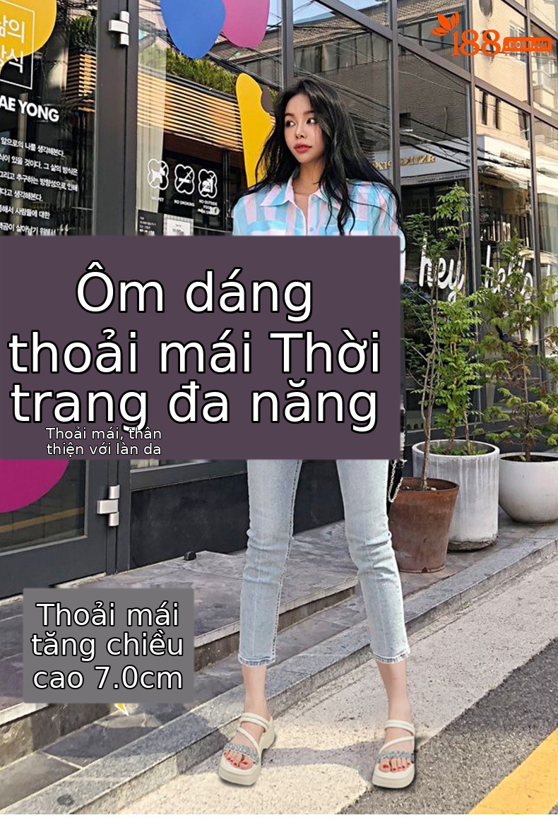 Dép sandal nữ quai chữ V đế dày phong cách tiên nữ — M2902 đen, M2902 bạc, M2902 be chi tiết 1