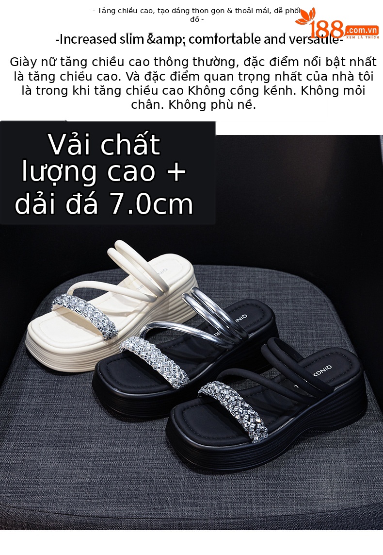 Dép sandal nữ quai chữ V đế dày phong cách tiên nữ — M2902 đen, M2902 bạc, M2902 be chi tiết 2