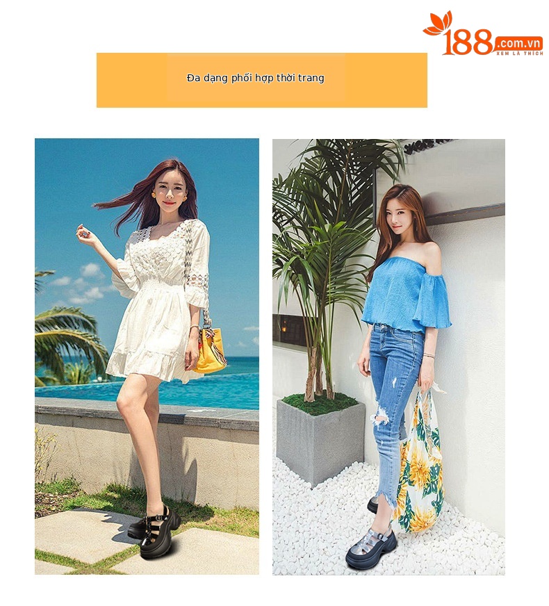 Sandal nữ đế dày phong cách La Mã gót thô cao 6 cm, hở mũi thoáng khí — M2905 màu be, M2905 màu đen, M2905 màu bạc chi tiết 6