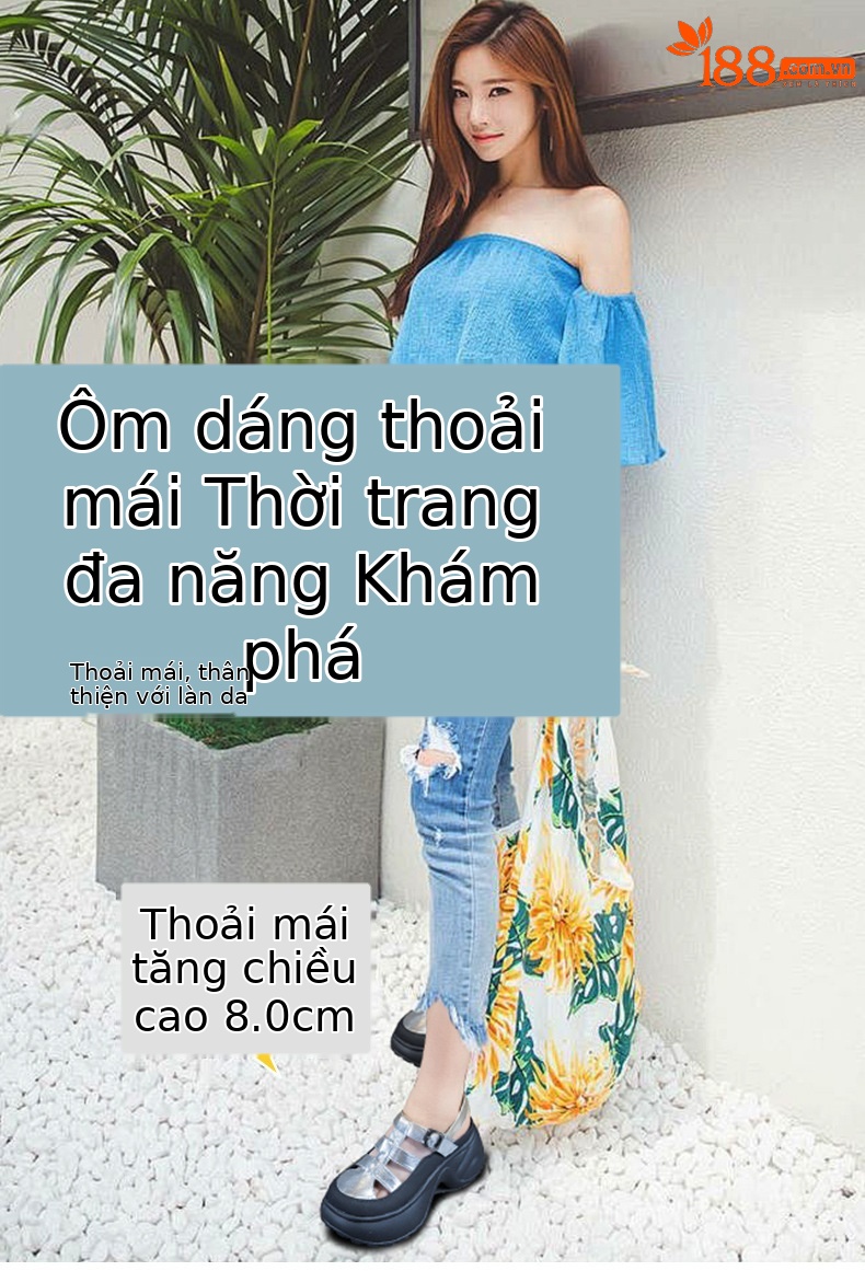 Sandal nữ đế dày phong cách La Mã gót thô cao 6 cm, hở mũi thoáng khí — M2905 màu be, M2905 màu đen, M2905 màu bạc chi tiết 1
