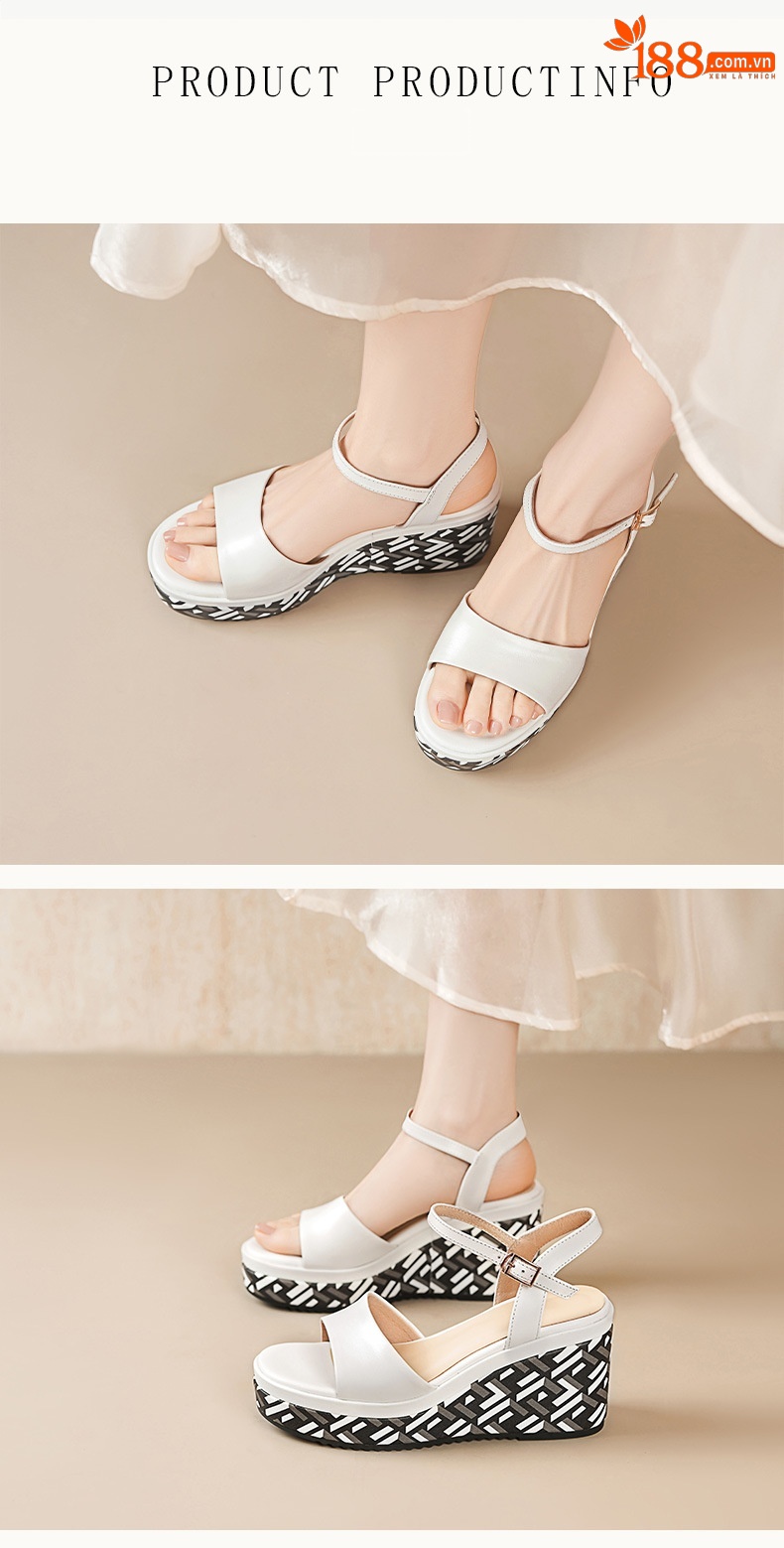 Sandal cao gót nữ hở mũi quai ngang khóa, đế dày 8.5 cm, phối màu — đen chi tiết 4