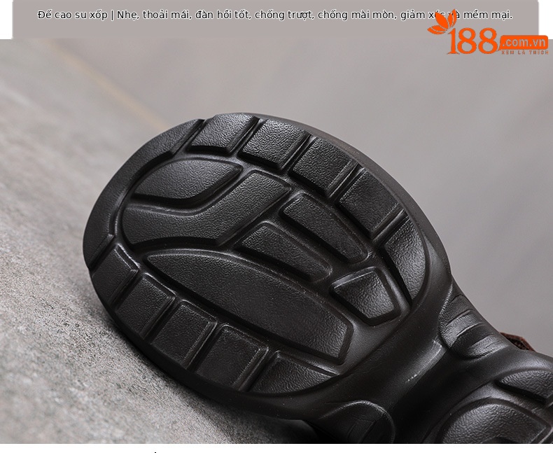 Dép sandal nữ quai chữ V bít mũi da thật đế tăng chiều cao phong cách cổ điển — màu nâu chi tiết 7