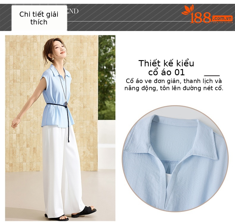 Bộ sơ mi tay dài kết hợp quần ống đứng nữ thanh lịch OU6935 — màu xanh nhạt, Xanh lá cây nhạtcolor chi tiết 4
