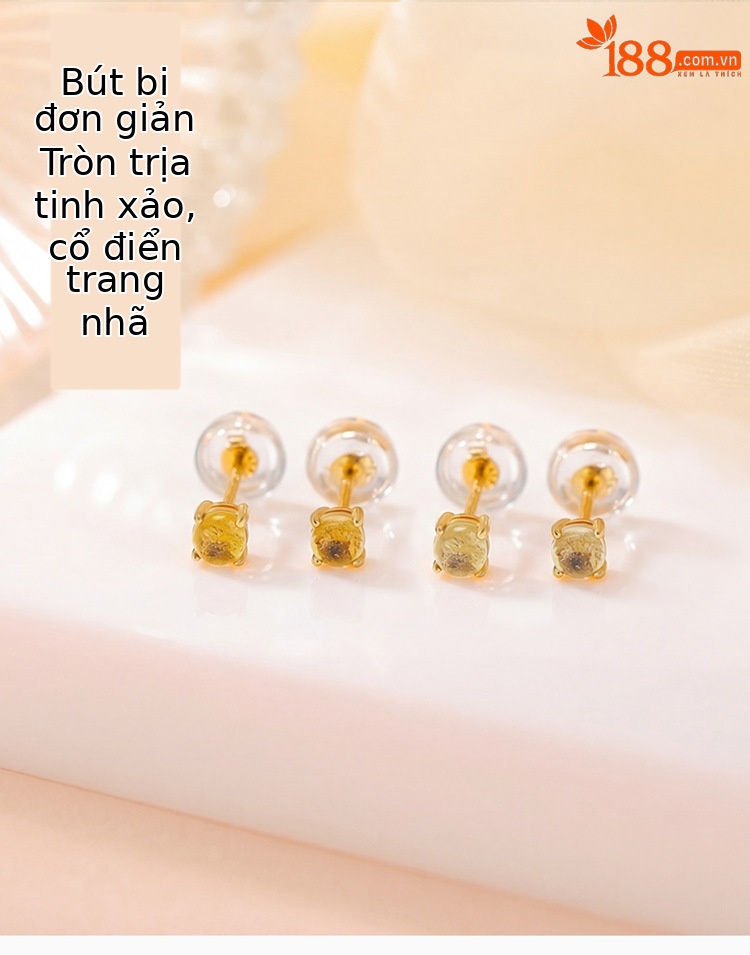 Bông tai bạc S925 mạ vàng đính pha lê trắng và pha lê vàng, kiểu dáng nhỏ nhắn tinh tế — Trắng pha lê chi tiết 1