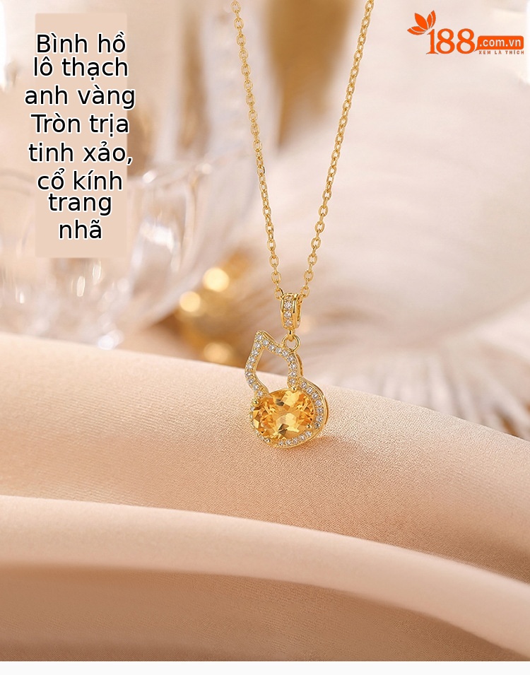 Mặt dây chuyền bạc S925 mạ vàng pha lê hình hồ lô phong thủy — Dây chuyền vàng chi tiết 1