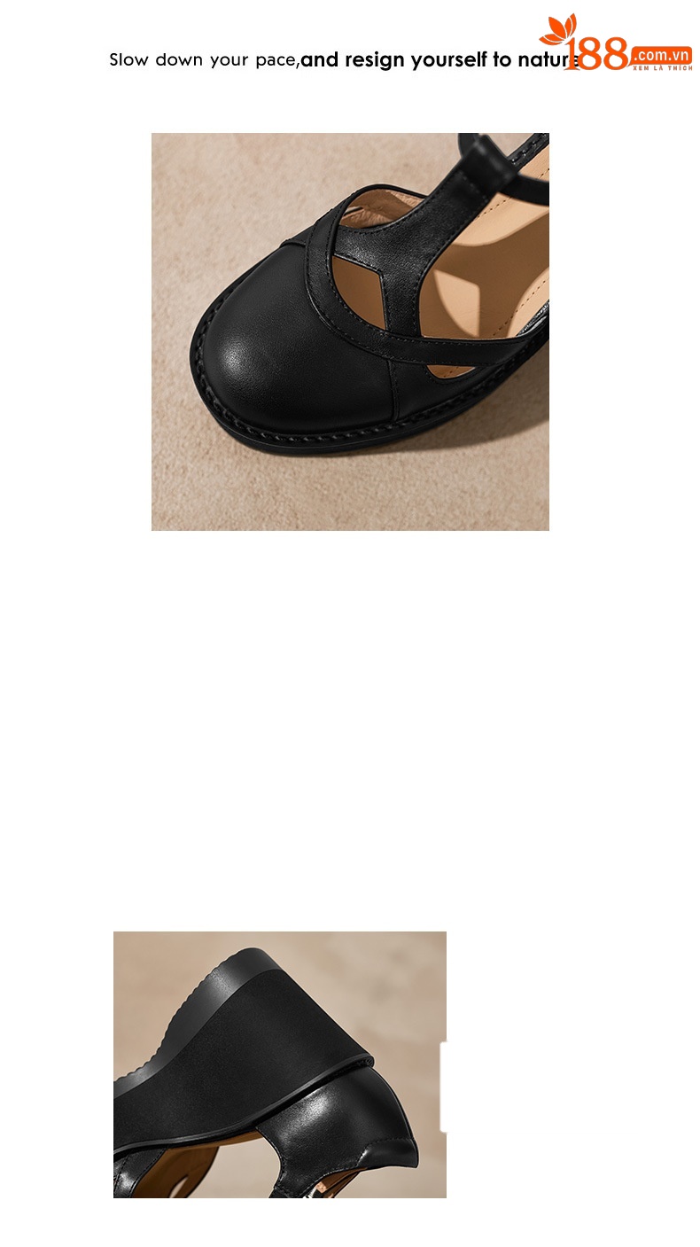 Sandal cao gót nữ quai ngang khóa T, đế dày platform, gót 9.5 cm — đen chi tiết 2