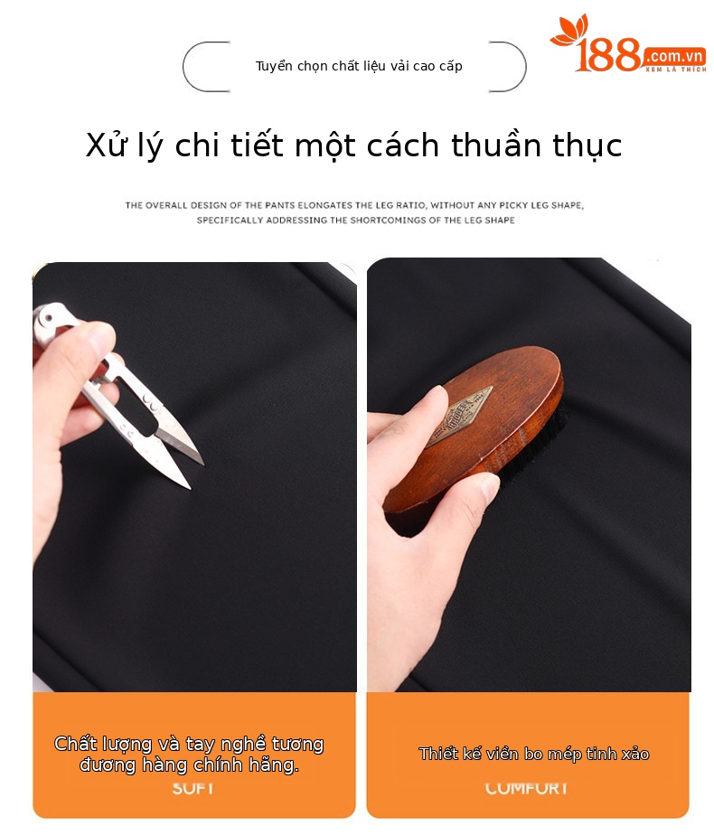 Quần tây nữ ống loe nhẹ eo cao dáng suông rủ — Đen - Loại thông thường chi tiết 12