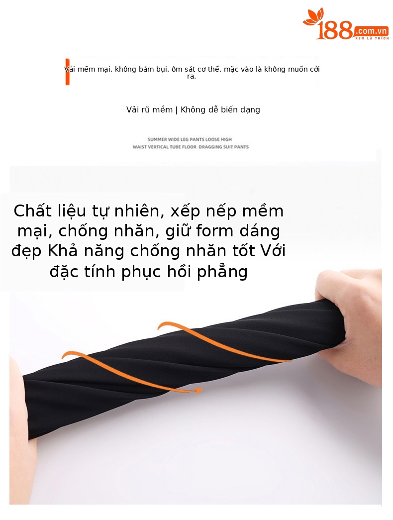 Quần tây nữ ống loe nhẹ eo cao dáng suông rủ — Đen - Loại thông thường chi tiết 16