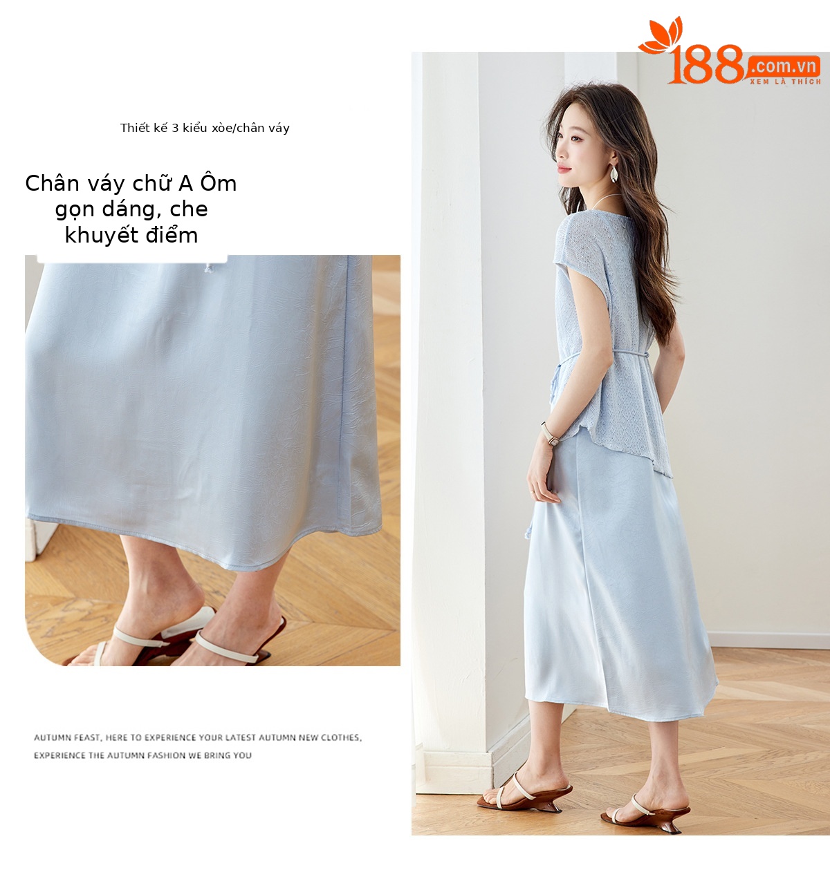 Bộ đầm maxi nữ hai mảnh gồm váy dài và áo khoác ngoài mỏng, phối dây mảnh, thiết kế suông nhẹ tôn dáng — xanh lam chi tiết 6