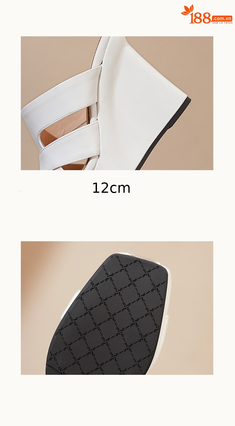 Sandal cao gót nữ hở mũi đế dày da bò gót 12 cm — Lời bài hát: Black (Sheep Flip) chi tiết 11
