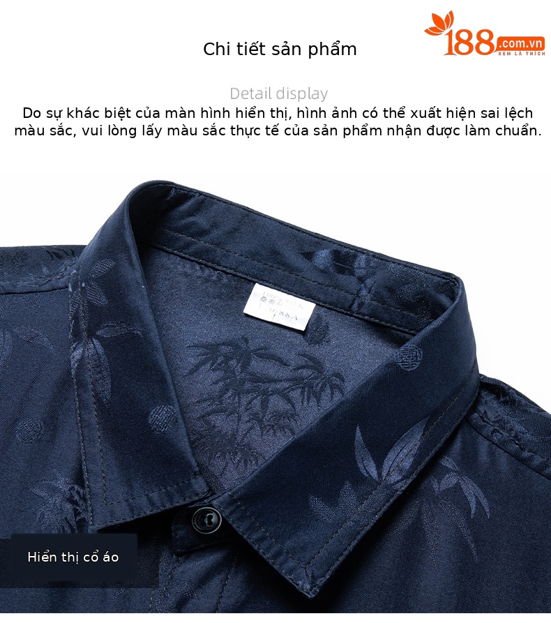 Áo sơ mi nam ngắn tay lụa satin cao cấp, phong cách công sở — Da đen26618 chi tiết 17