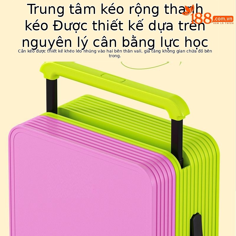 Vali nhựa PC siêu nhẹ 24 inch màu phối hồng-xanh lá, thanh kéo rộng trung tâm, bánh xe linh hoạt — Màu sắc va chạm màu hồng-xanh lá cây [Trượt băng bánh xe+vật liệu PC+thanh kéo rộng]