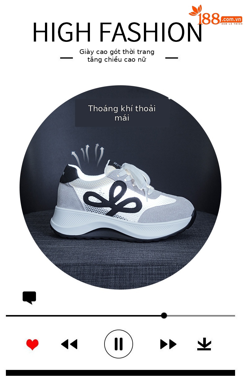 Giày sneaker nữ chunky đế dày phối màu da thật phong cách retro — M2915-1 Beige Lưới Xuyên, M2915-1 Vàng Lưới Xuyên chi tiết 5