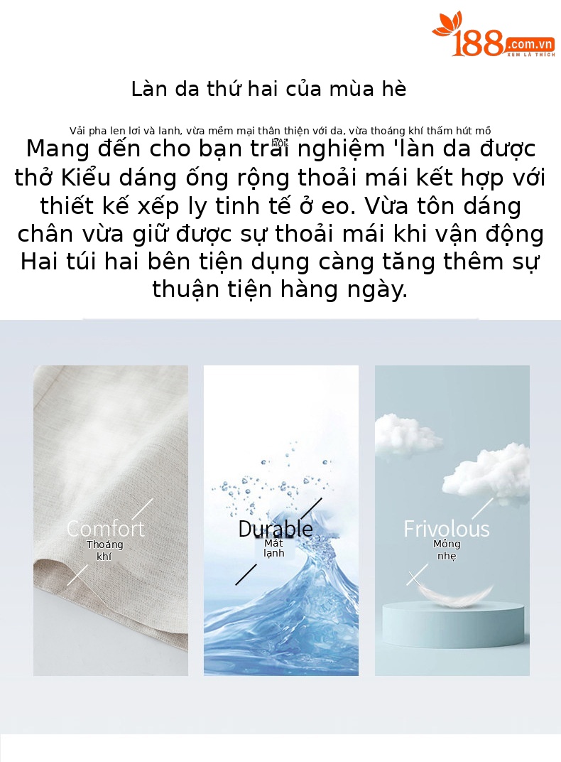 Quần ống rộng nữ cạp cao rút dây chất liệu tơ tằm thoáng mát — Màu sắc chi tiết 2