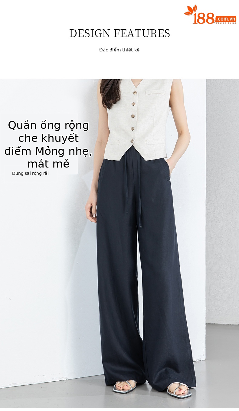 Quần ống rộng nữ cạp cao rút dây chất liệu tơ tằm thoáng mát — Màu sắc chi tiết 8