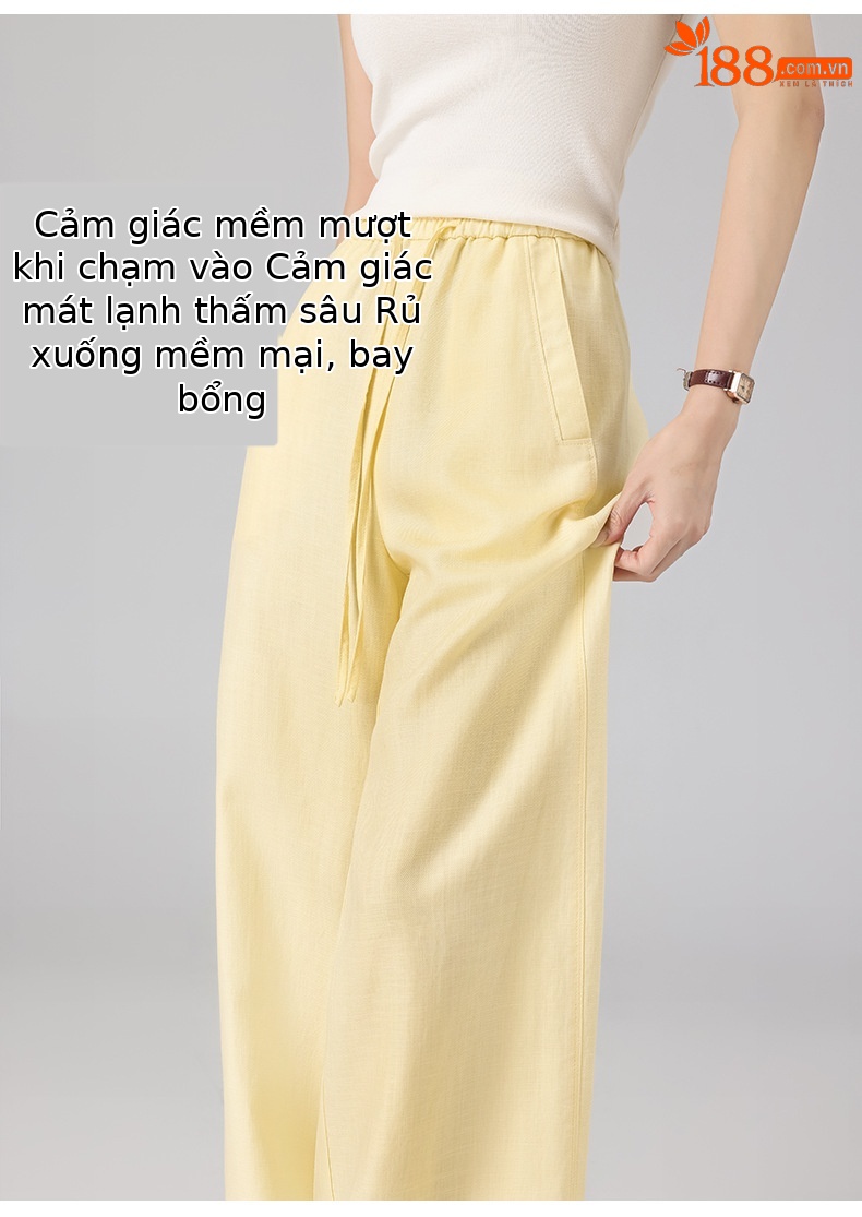 Quần ống rộng nữ cạp cao rút dây chất liệu tơ tằm thoáng mát — Màu sắc chi tiết 10