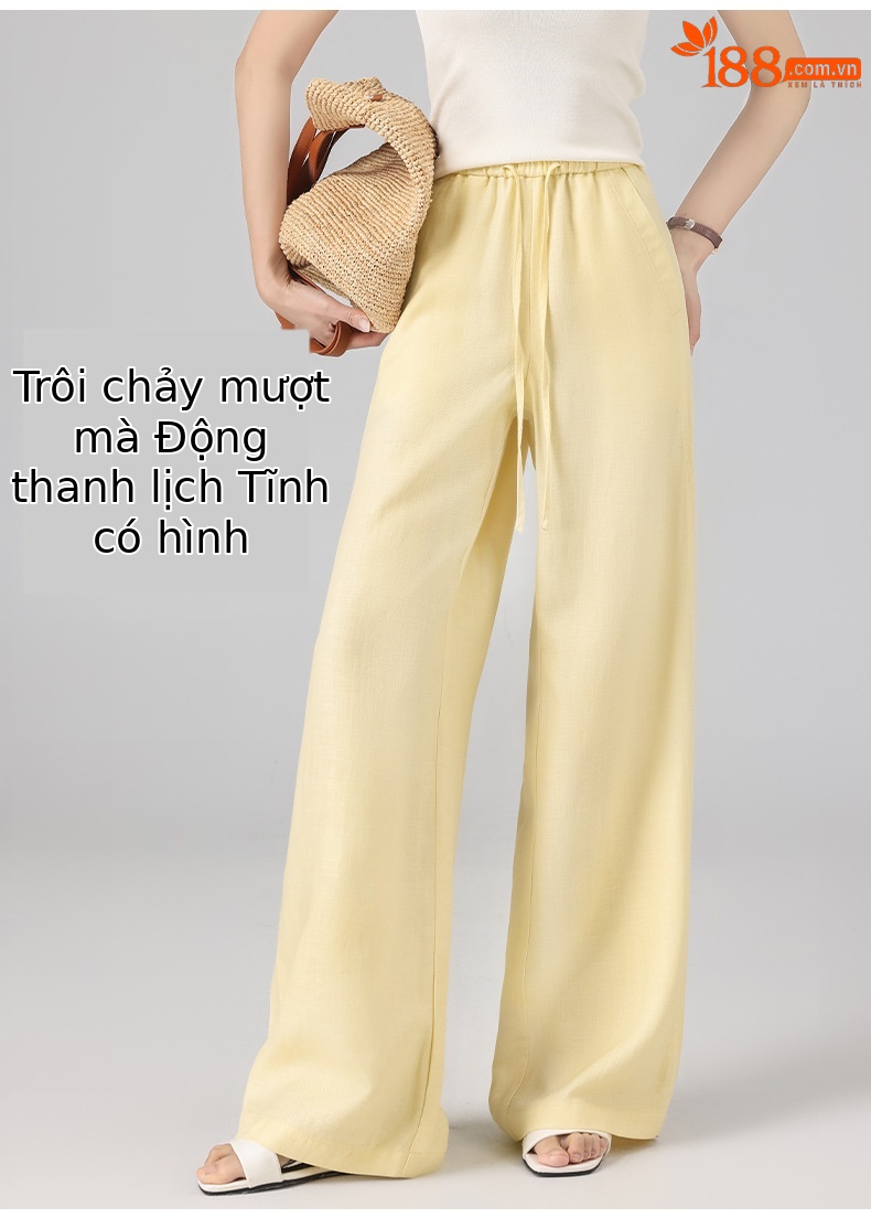 Quần ống rộng nữ cạp cao rút dây chất liệu tơ tằm thoáng mát — Màu sắc chi tiết 13