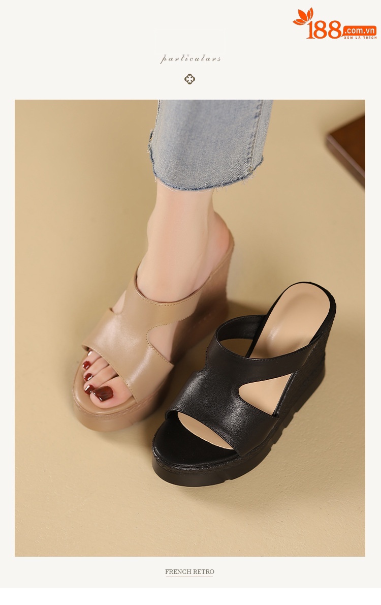Sandal cao gót nữ hở mũi đế dày 10 cm phong cách mới mùa hè — đen chi tiết 2