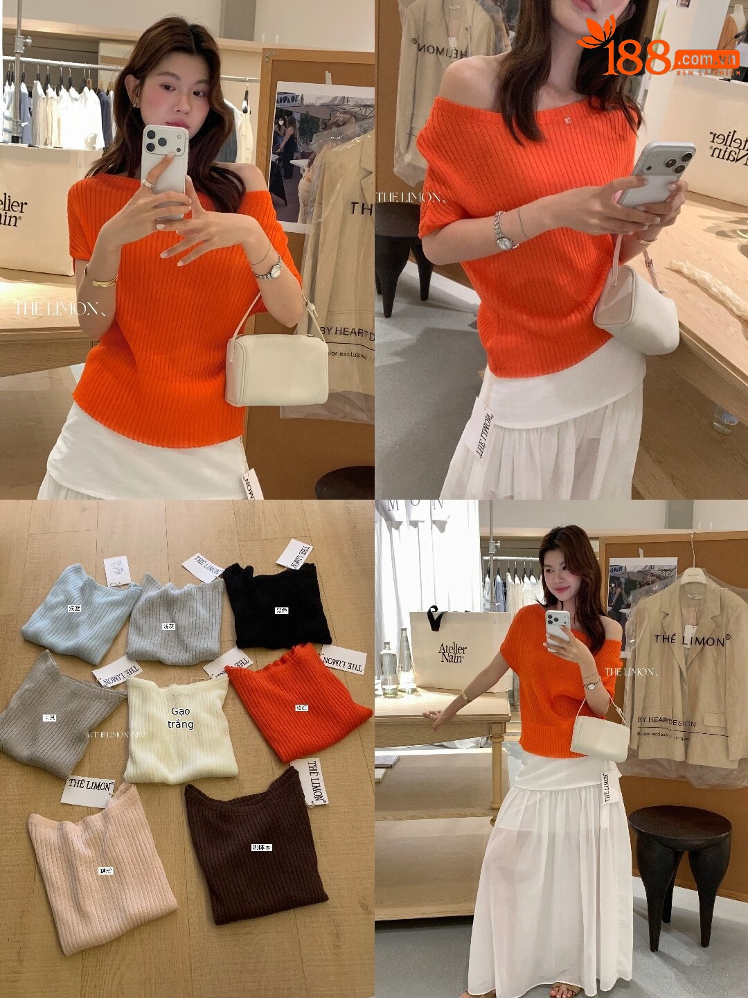 Áo thun nữ cổ tròn basic tay ngắn phong cách Hàn Quốc — Cà phê, màu đen, Bột củ sen, trắng ngà chi tiết 63