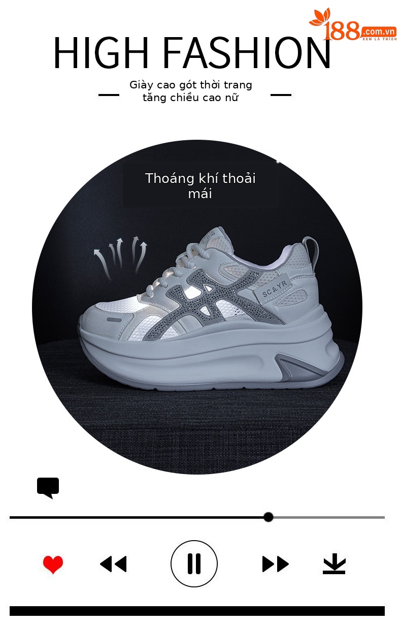 Giày sneaker nữ đế dày tăng chiều cao lưới thoáng khí mùa hè phong cách thể thao — M2916-2 Vàng kem, M2916-2 Xám kem, M2916-2 Xám chi tiết 4