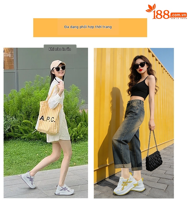 Giày sneaker nữ đế dày tăng chiều cao lưới thoáng khí mùa hè phong cách thể thao — M2916-2 Vàng kem, M2916-2 Xám kem, M2916-2 Xám chi tiết 5