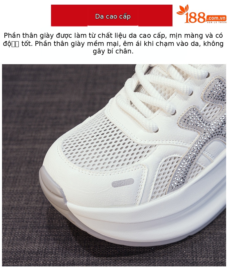 Giày sneaker nữ đế dày tăng chiều cao lưới thoáng khí mùa hè phong cách thể thao — M2916-2 Vàng kem, M2916-2 Xám kem, M2916-2 Xám chi tiết 6