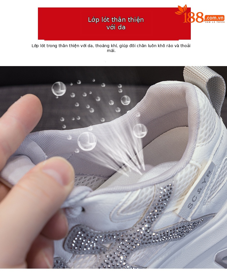 Giày sneaker nữ đế dày tăng chiều cao lưới thoáng khí mùa hè phong cách thể thao — M2916-2 Vàng kem, M2916-2 Xám kem, M2916-2 Xám chi tiết 7