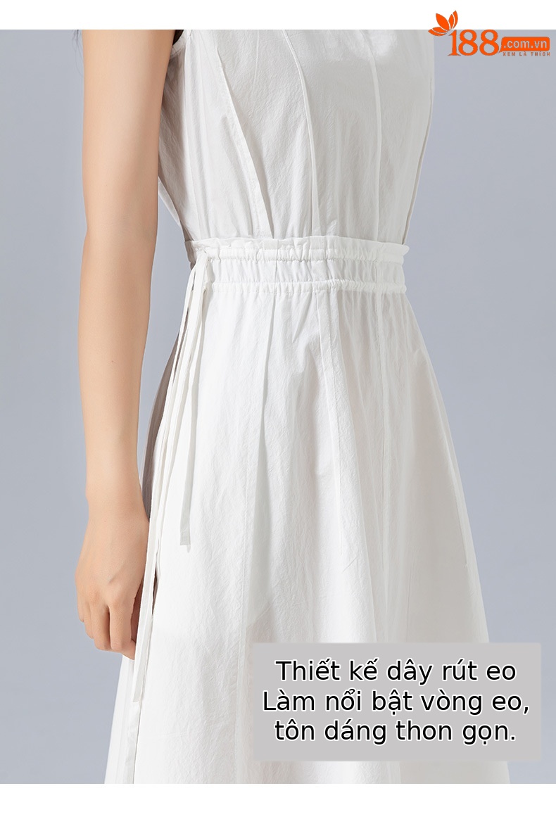 Đầm maxi nữ thắt eo cotton trắng dáng suông mát mẻ — màu sắc chi tiết 15