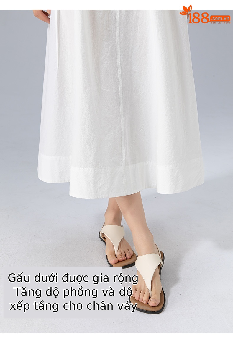 Đầm maxi nữ thắt eo cotton trắng dáng suông mát mẻ — màu sắc chi tiết 16