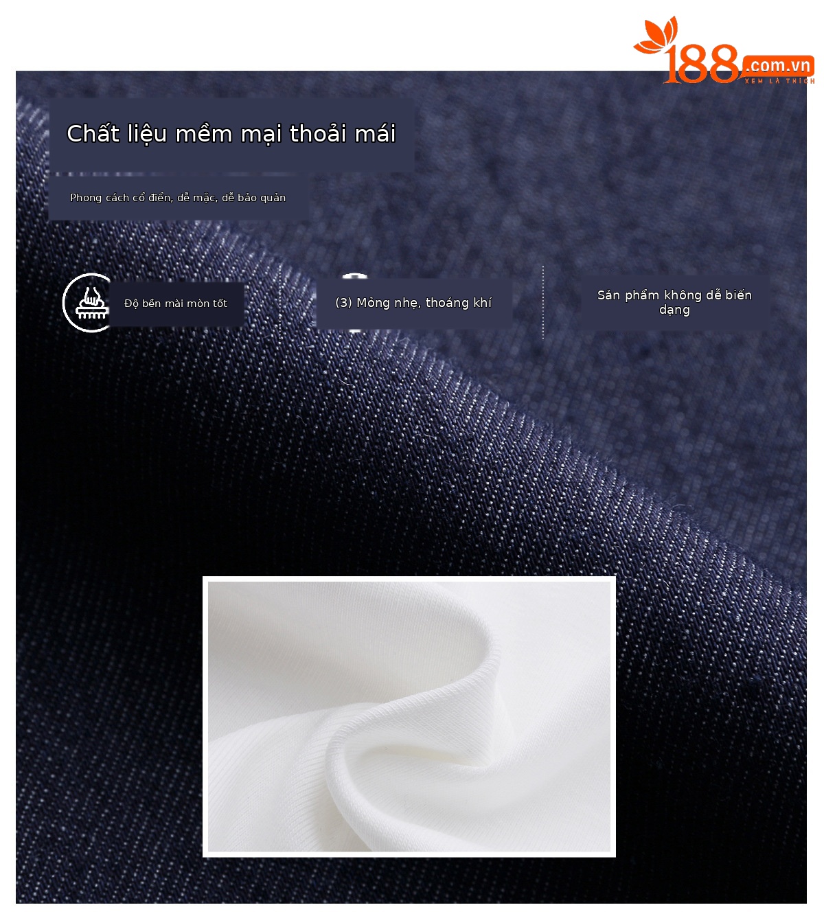 Bộ váy denim ba mảnh gồm áo khoác vest không tay, áo hai dây và chân váy midi — Màu ảnh chi tiết 12